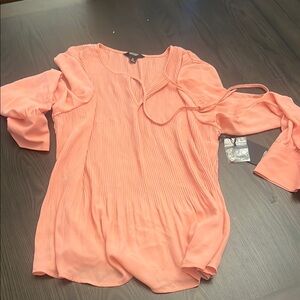 Simply Vera Vera Wang Pink Tie Front 3/4 Sleeve Blouse